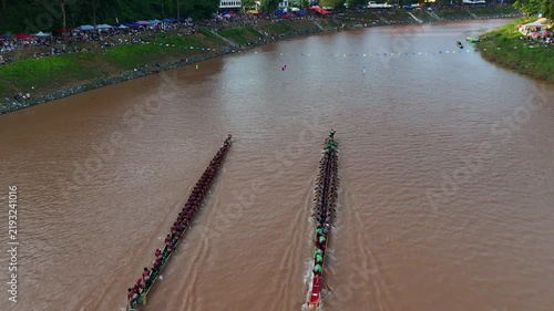 Aerial View of Traditional Boat Racing Festival in Luang Prabang, Laos