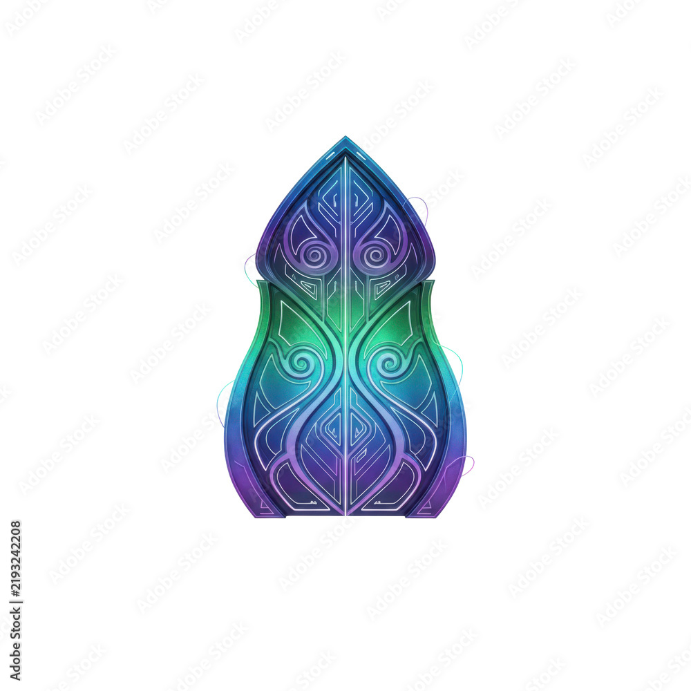Obraz premium Ornate Ancient Artifact with Flowing Purple and Green Design