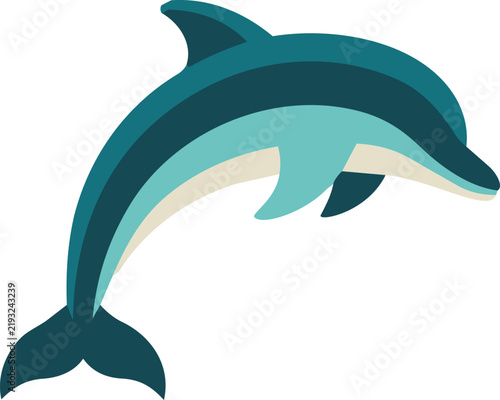 Jumping Blue Dolphin Marine Ocean Wildlife Vector