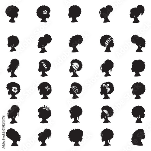 PrintAfro Woman Silhouette Bundle SVG, Natural Hair Clipart, Black Woman Vector Icon Set