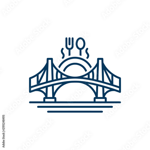 Bridge icon with fork and spoon cutlery.