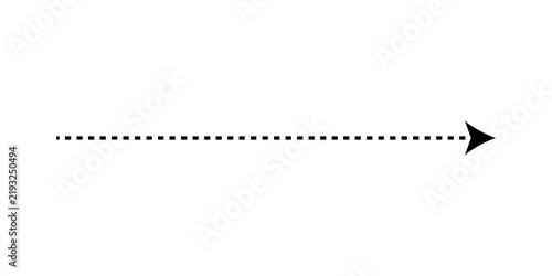 Cuadro en lienzo Black dashed straight arrow line graphic element isolated on transparent backgro