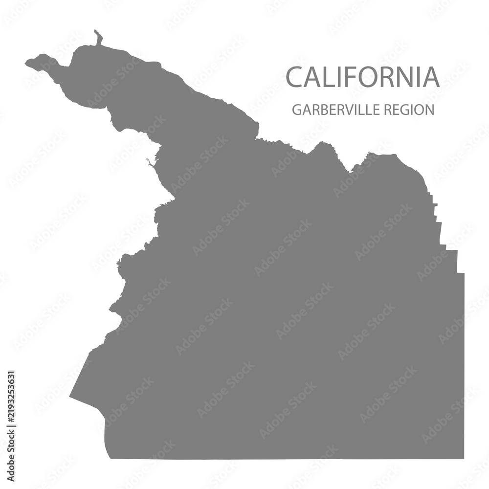 Obraz premium Garberville Region Map, California, USA