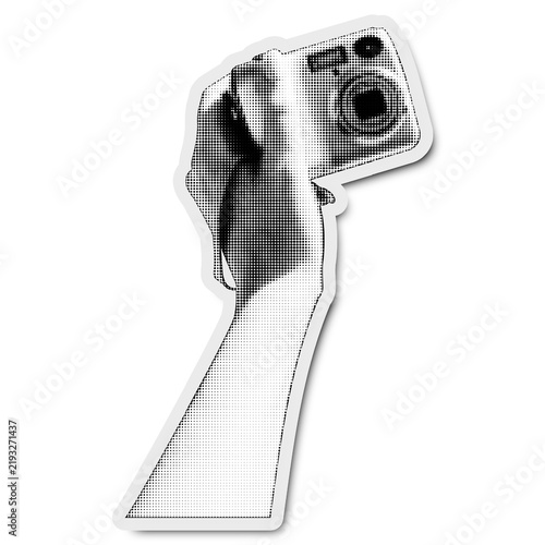 Vintage Aesthetic Hand Holding Camera Sticker