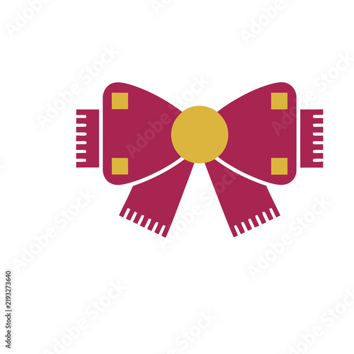 Red bow with yellow accents isolated on transparent background