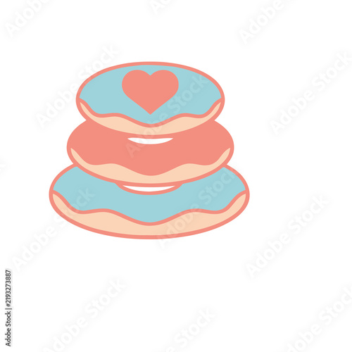 Stack of three donuts with heart on top