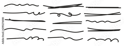 abstract hand drawn black stroke underline. black pen scribbles doodle underline set. hand drawn black underline sketch wave mark. vector text highlight underline.
