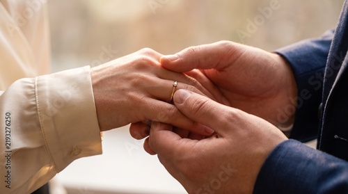 Obraz na plátne romantic wedding proposal and marriage commitment