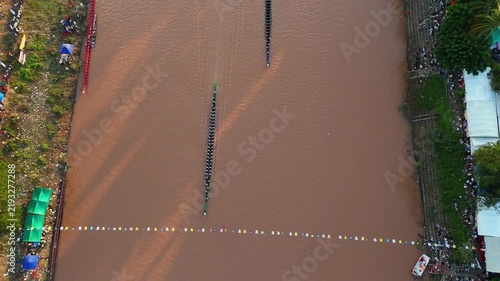 Aerial View of Traditional Boat Racing Festival in Luang Prabang, Laos