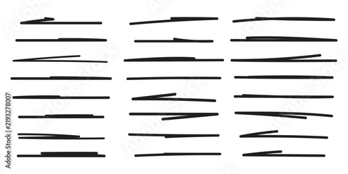 set of black doddle underline design. hand drawn black highlight lines. black marker stroke vector illustration.