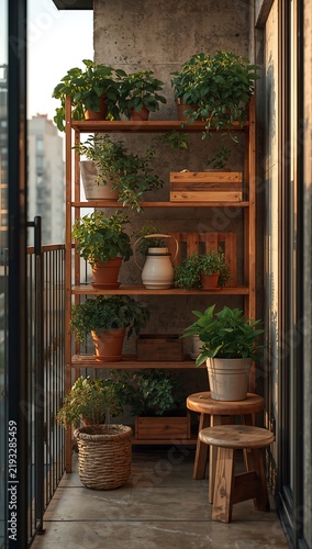 Generative AI showcases a cozy indoor garden with lush potted plants
