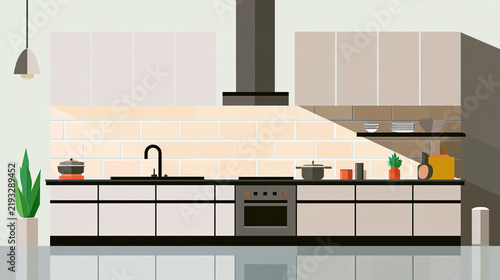 transparency modern kitchen flat vector illustration