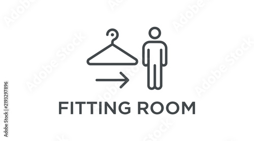 Fitting Room Icon with Hanger and Man Silhouette