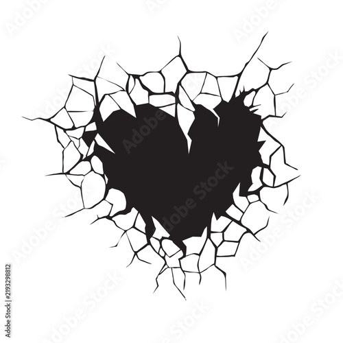 Broken Heart Shape with Cracked Surface