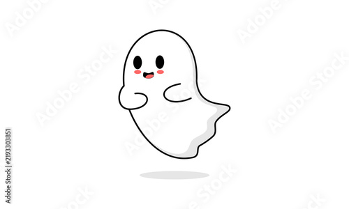 Flying cute ghost design vector