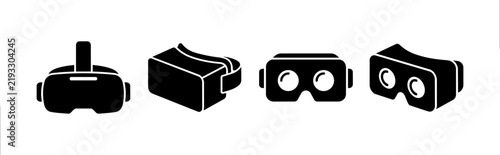 Virtual Reality Headset Icon Set, VR Glasses and Goggles Vector Symbols