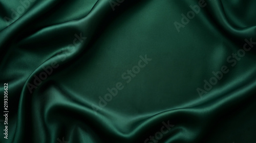 Konstfotografi Elegant Emerald Green Satin Fabric Background with Soft Folds