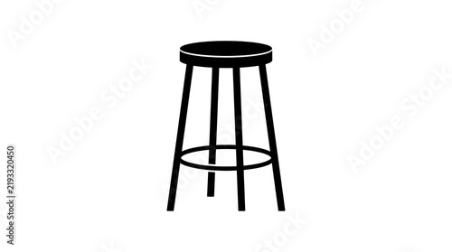 Black silhouette of a classic tall bar stool. Ideal for cafe, pub, restaurant menus, or interior design concepts. Minimalist vector illustration isolated on white