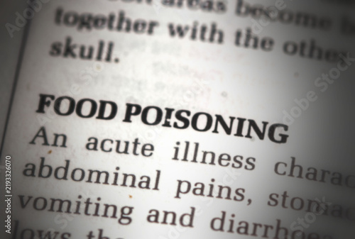 close up of the word food poisoning