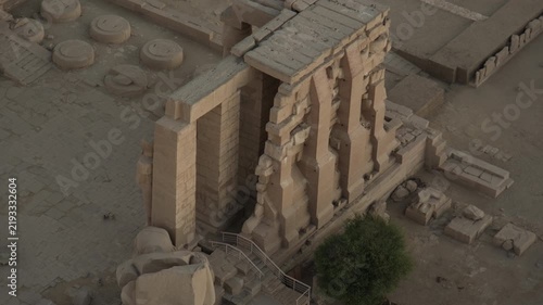 Aerial view of Thebes' Ramesseum is memorial temple of Pharaoh Ramesses II in Valley of the Kings in Luxor