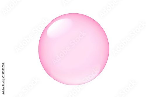 Single pink bubble floating on transparent background for design purposes.