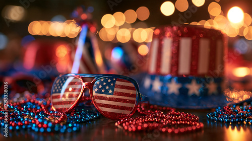 Patriotic Sunglasses and Hat for Fourth of July Celebration