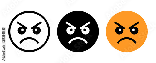 Angry smiley face emoji vector illustration set with furious expression face icon avatar graphic emoticon