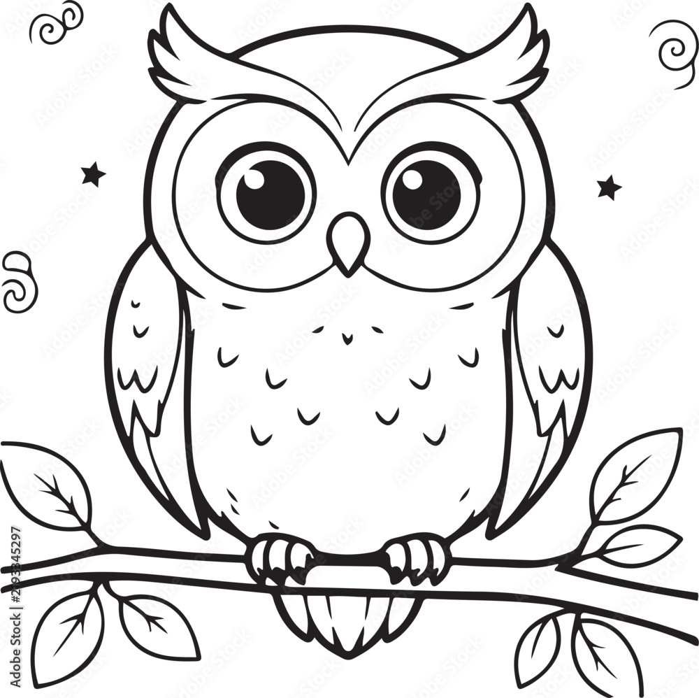 Fototapeta premium A Cute Cartoon Owl Drawing