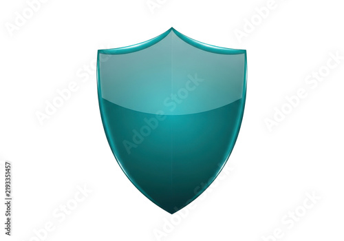 Green glossy shield isolated on transparent background