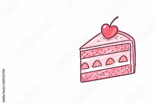 Pink Cake Slice with Heart Topper.