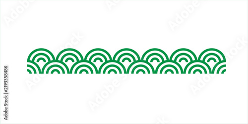 Green japanese wave pattern border vector design