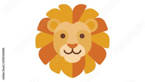 Fotografie Cartoony Lion Head with Mane in Flat Design Style