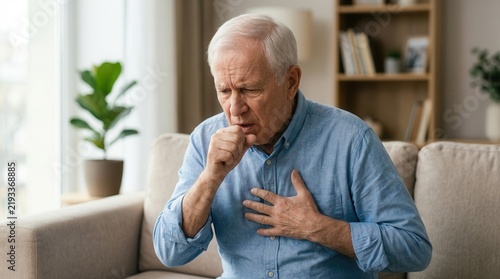 Senior patient suffering from respiratory illness and chronic obstructive pulmonary disease.