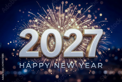 Happy new year 2027 celebrating future fireworks display