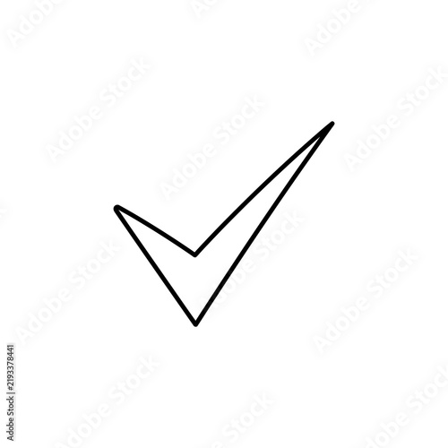 Fotografie Check mark sign icon black outline vector illustration used for positive approval confirmation successful completion status and task validation interface elements