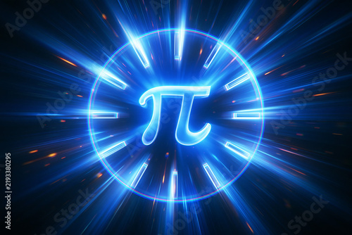 Glowing Pi Symbol in Futuristic Clock