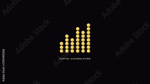 Abstract Digital Data Visualization with Golden Dots and Graphs.