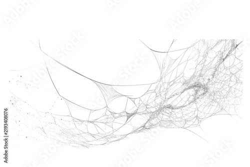 Abstract delicate black ink line art sketch on white background