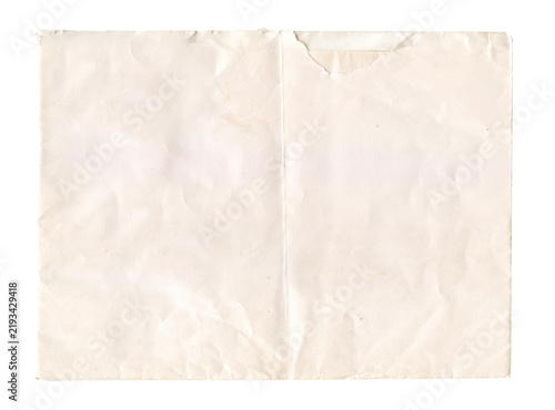 Vintage paper sheet isolated on white