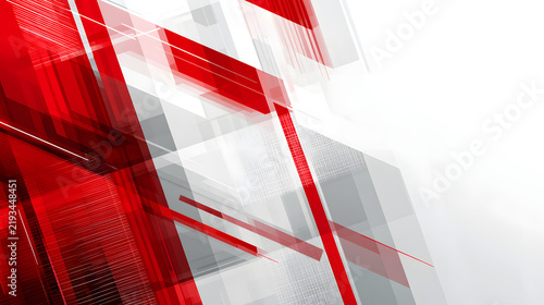 Geometric abstract background with overlapping red grey and white shapes with dynamic lines and patterns, graphic design modern element for web or print