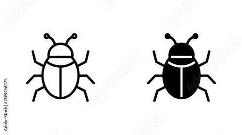 Fotografía Beetle insect icons featuring outline and solid black silhouette styles for nature studies or pest identification