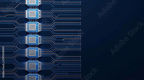 Obraz na płótnie Computer Microchip Processors with Circuit Board Tracks
