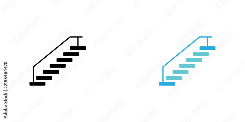 Obraz premium Minimal black line icon set. of ascending stairs representing progress, career development, personal growth, success, advancement, and goal achievement.