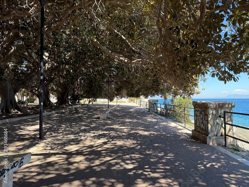 28 April 2026 Italy, Sicily, Messina, Passeggiata a Mare, Piazzale Batteria Masotto at Viale della Libertà - waterfront promenade panoramic view of Strait of Mainland