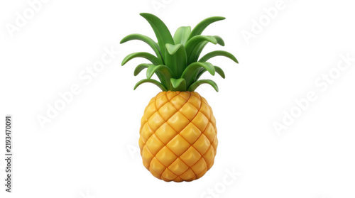 Pineapple fruit cartoon icon isolated on white background for tropical summer vacation, fresh healthy food, organic dessert nutrition, and beach party concept