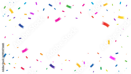 Many Falling Colorful Confetti On Transparent Background with Copy Space. Celebration Event and Party. Vector Illustration