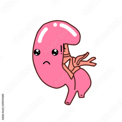 Kawaii Human Kidney Organ cartoon design. variant different expression
