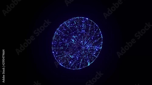 Rotating Round Brilliant Diamond Made of Glowing Particles, 4K Seamless Loop
