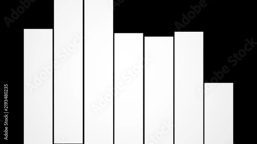 Abstract bar chart visualization with vertical white rectangles on black background