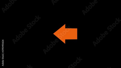 Orange Left Arrow Motion Graphic Animation on Black Background.4k video